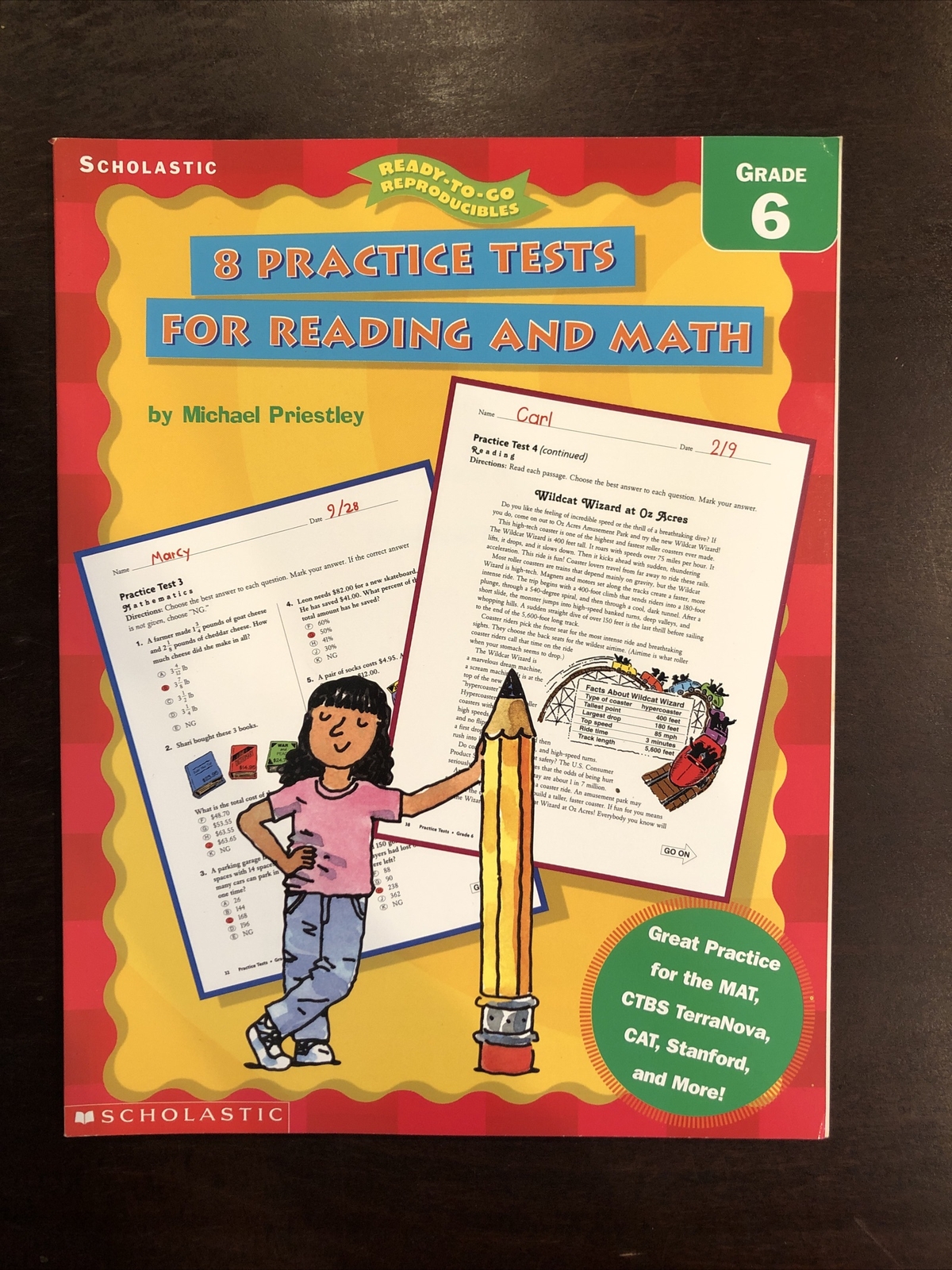 8 PRACTICE TESTS FOR READING AND MATH (GRADE 6) By Michael Priestley