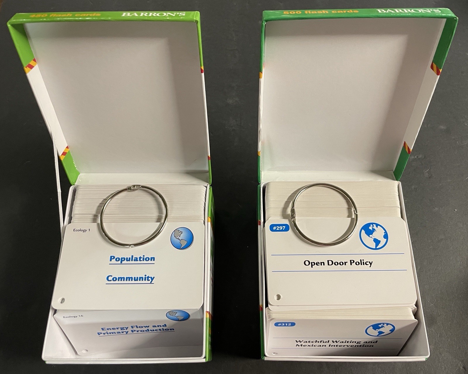 (2) Barron’s AP Biology & US History Flash Cards (2016, 3rd Edition, 2 Boxes) LN