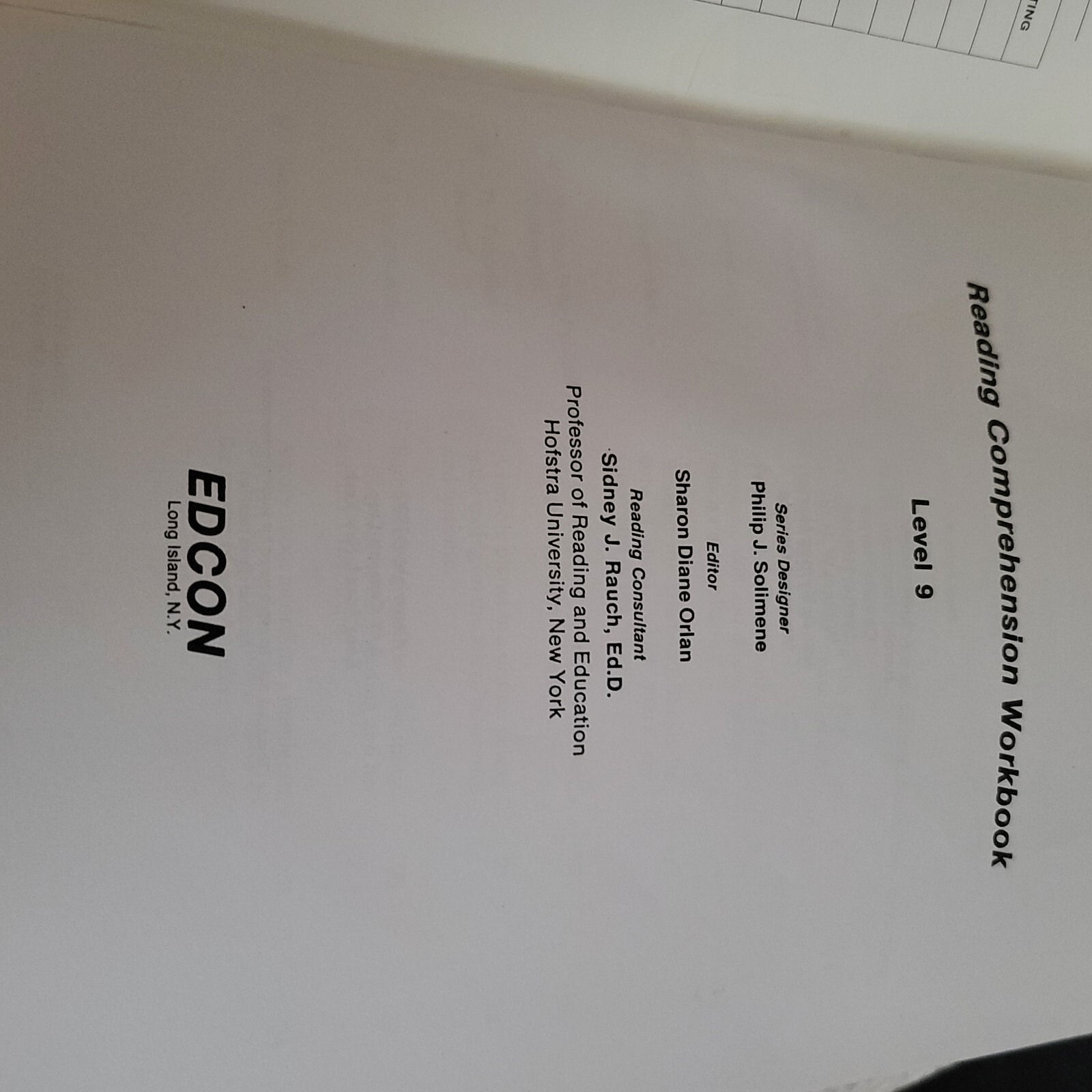 READING COMPREHENSION, LEVEL 9 CR902B (VOCABULARY By Sharon Diane Orian *VG+*