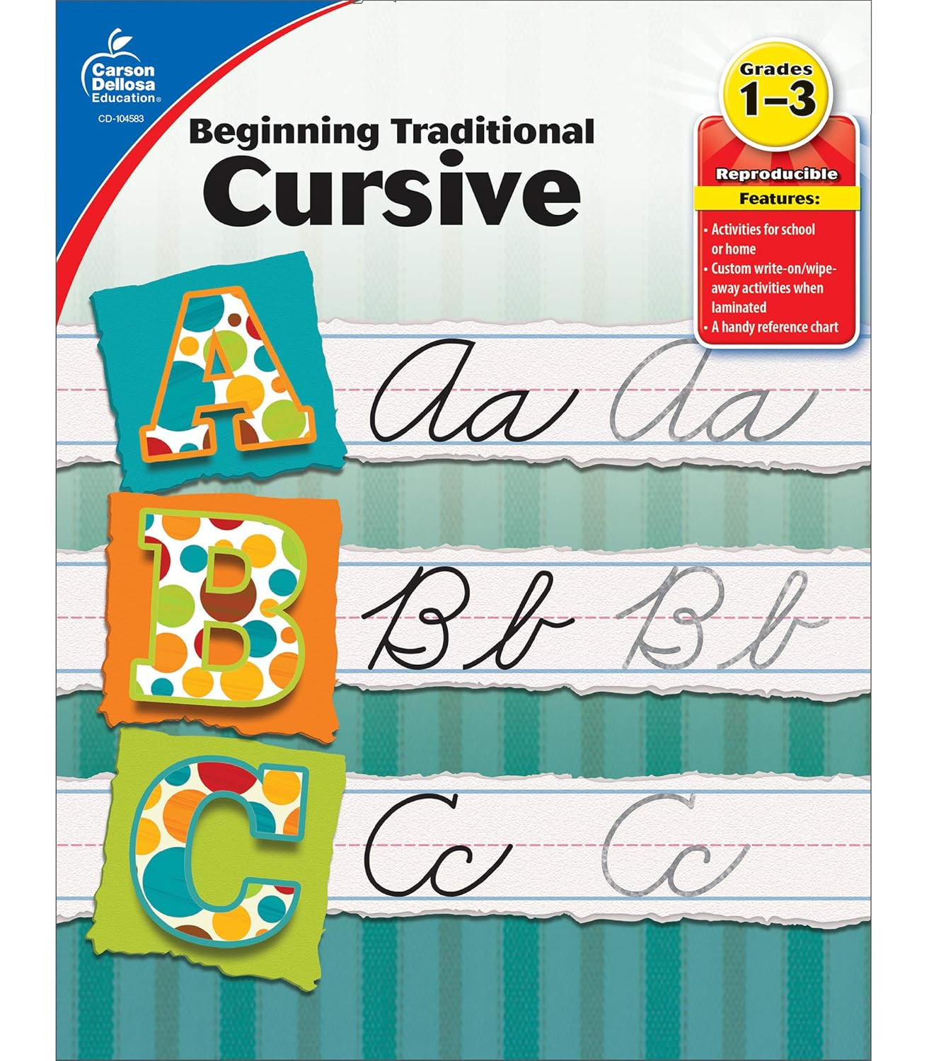 Carson Dellosa Grades 1-3 Beginning Traditional Cursive Handwriting Workbook, Wr