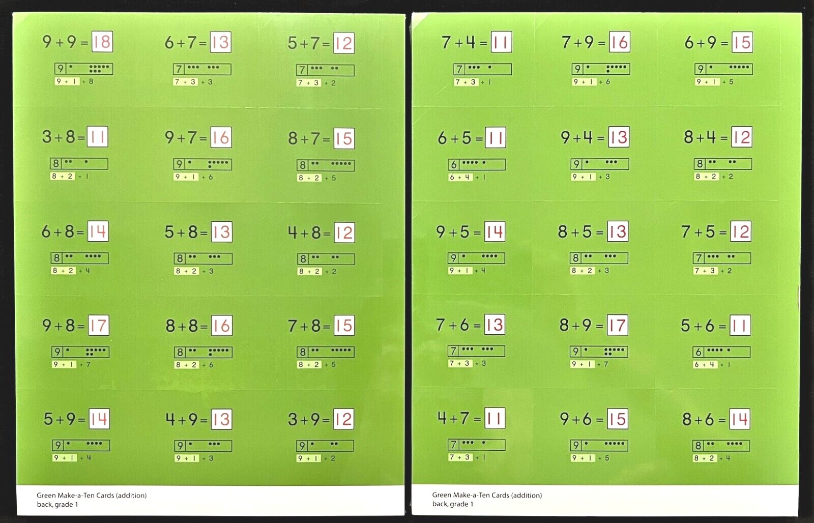 1st Grade – MATH CARDBOARDS CLASS SET – Addition & Subtraction (30/pkg) (6 pkgs)