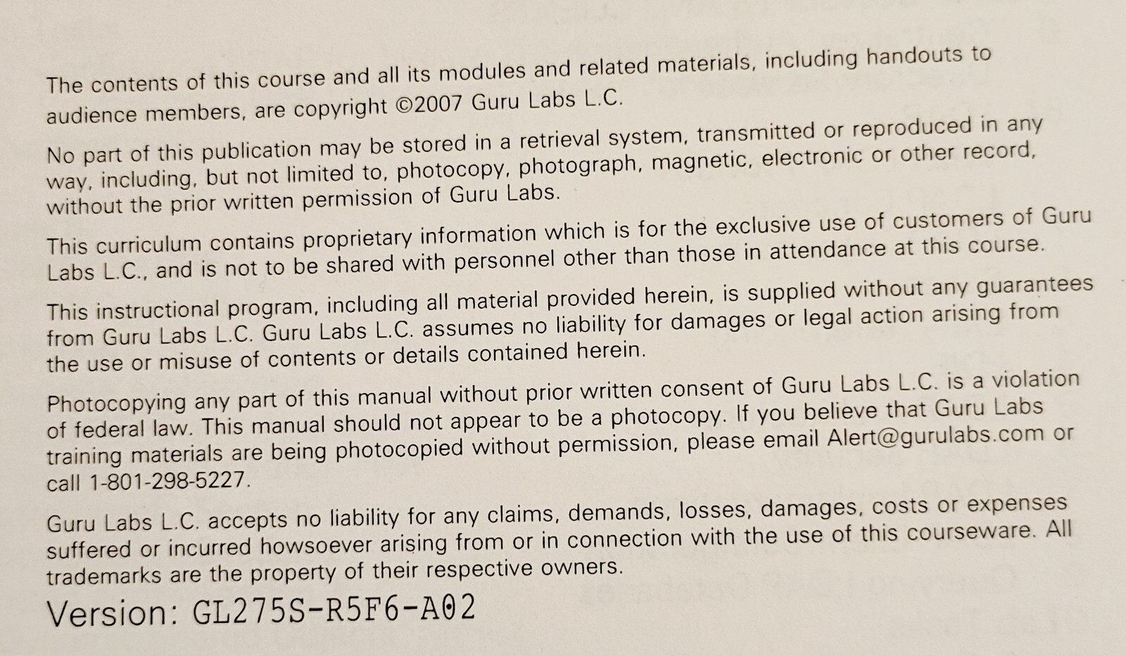 GL275 ENTERPRISE LINUX NETWORK SERVICES GURU LABS TRAINING TEXTBOOK