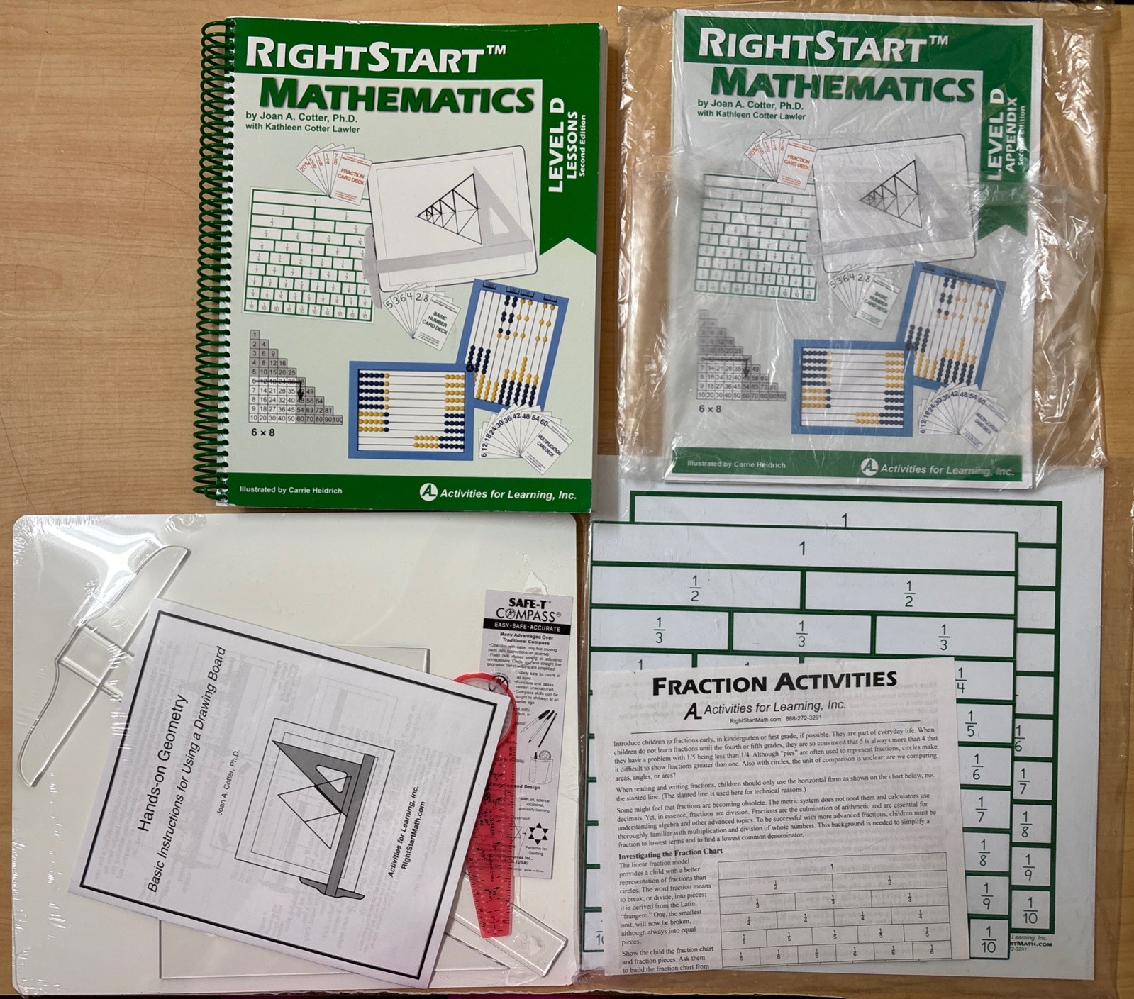 RightStart Math Level D Lessons Appendix Fraction Set Geometry Board 2nd Ed Lot