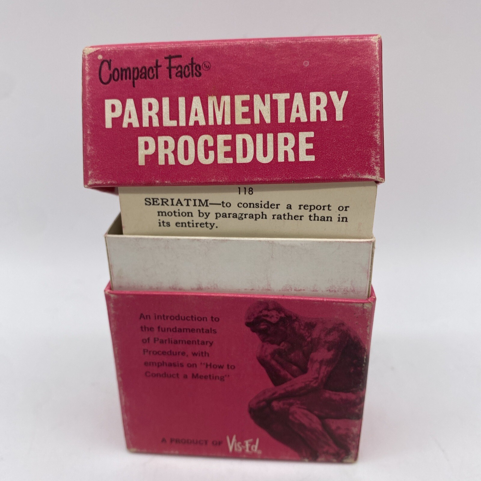 1963 Vis-Ed PARLIAMENTARY PROCEDURE Compact Facts Study Aid Learning Flash Cards