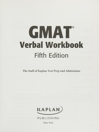 Kaplan GMAT Verbal Workbook, Kaplan, Good Book