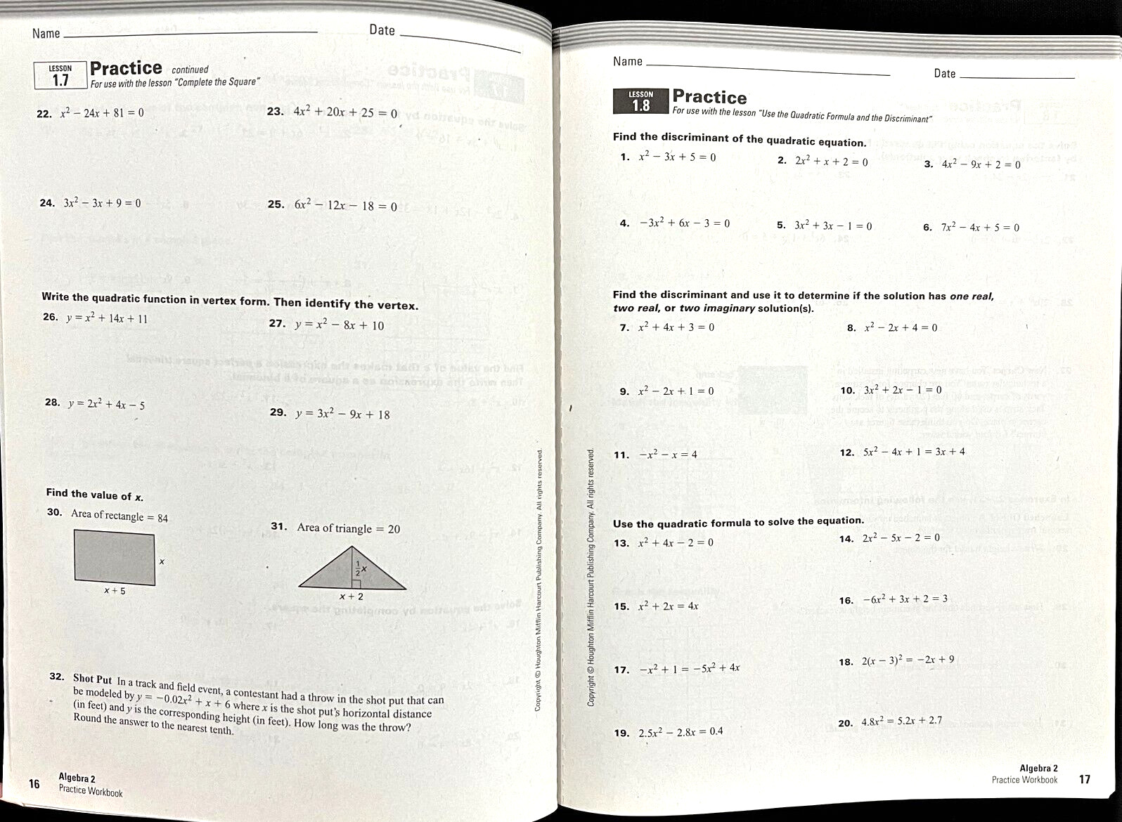 (Larson) ALGEBA 2 – REMEDIATION & PRACTICE WORKBOOKS (2 books) 1e (2011)