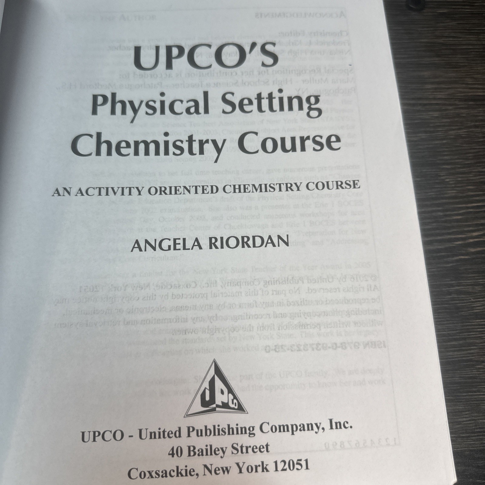 UPCO’s Physical Setting Chemistry Course : Activity Book, Workbook, Textbook by