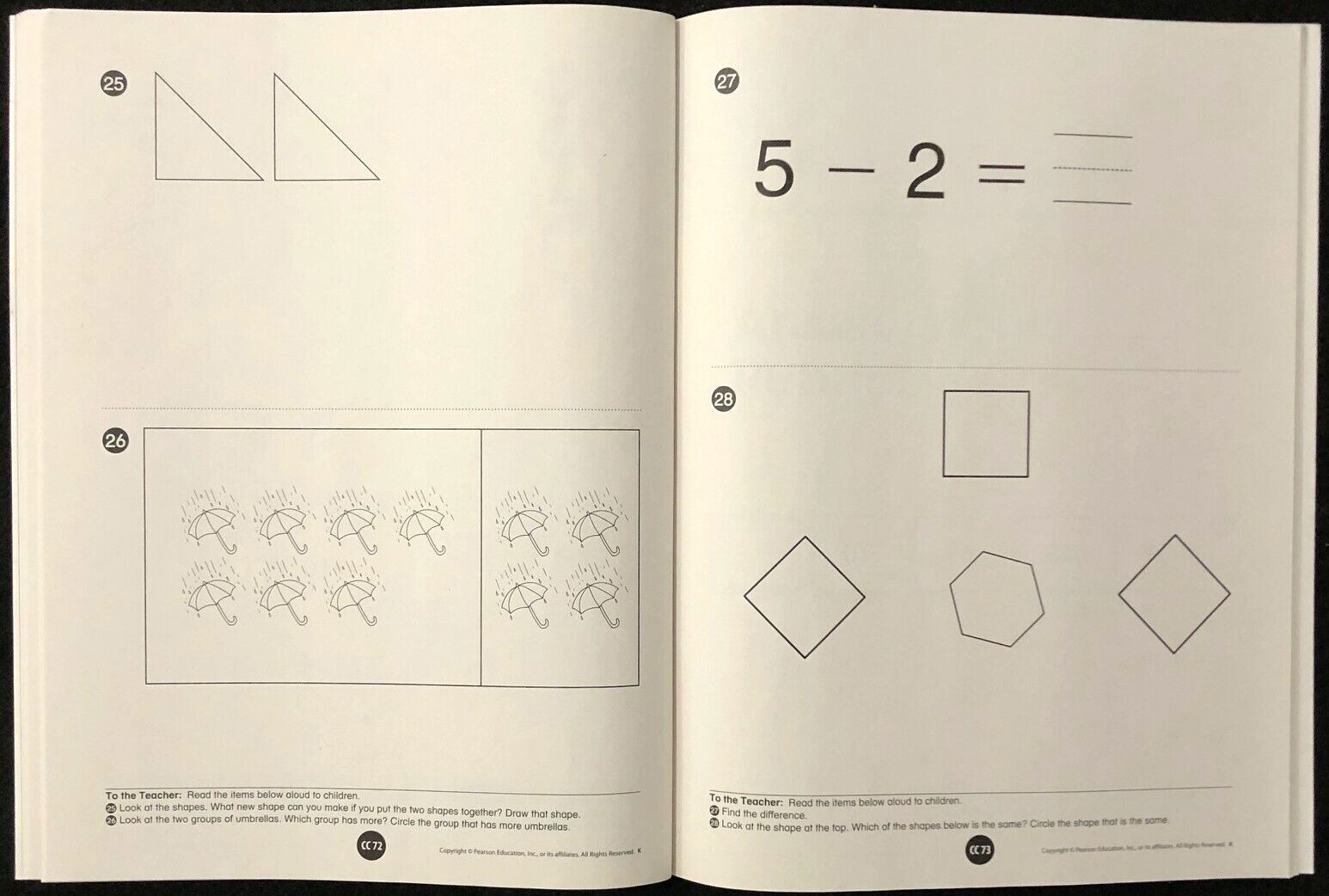 Kindergarten – Pearson enVision STANDARDS PRACTICE WORKBOOK (Teacher’s Edition)