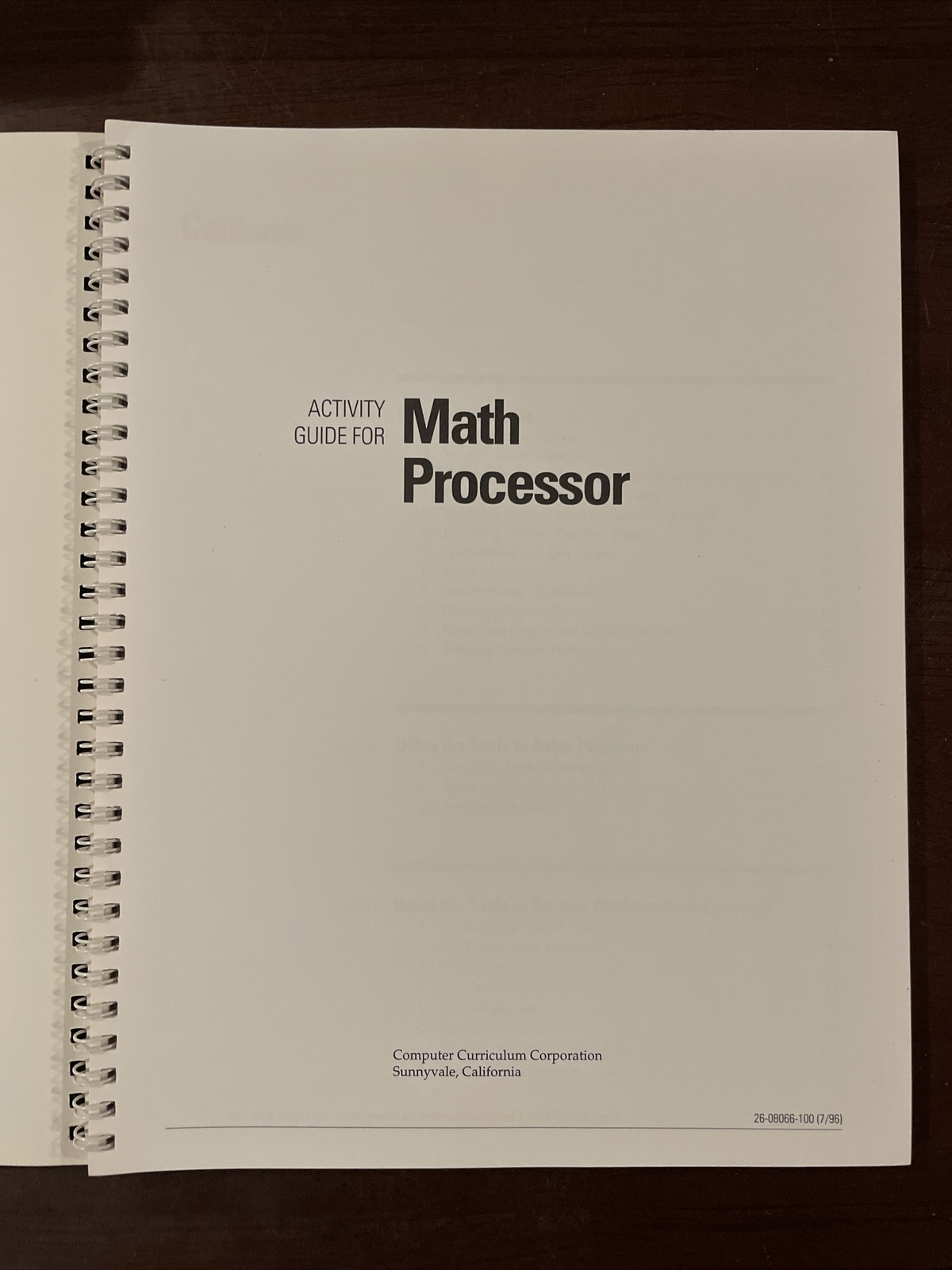 Computer Curriculum Corporation Math Processor Activity Guide Mathematics