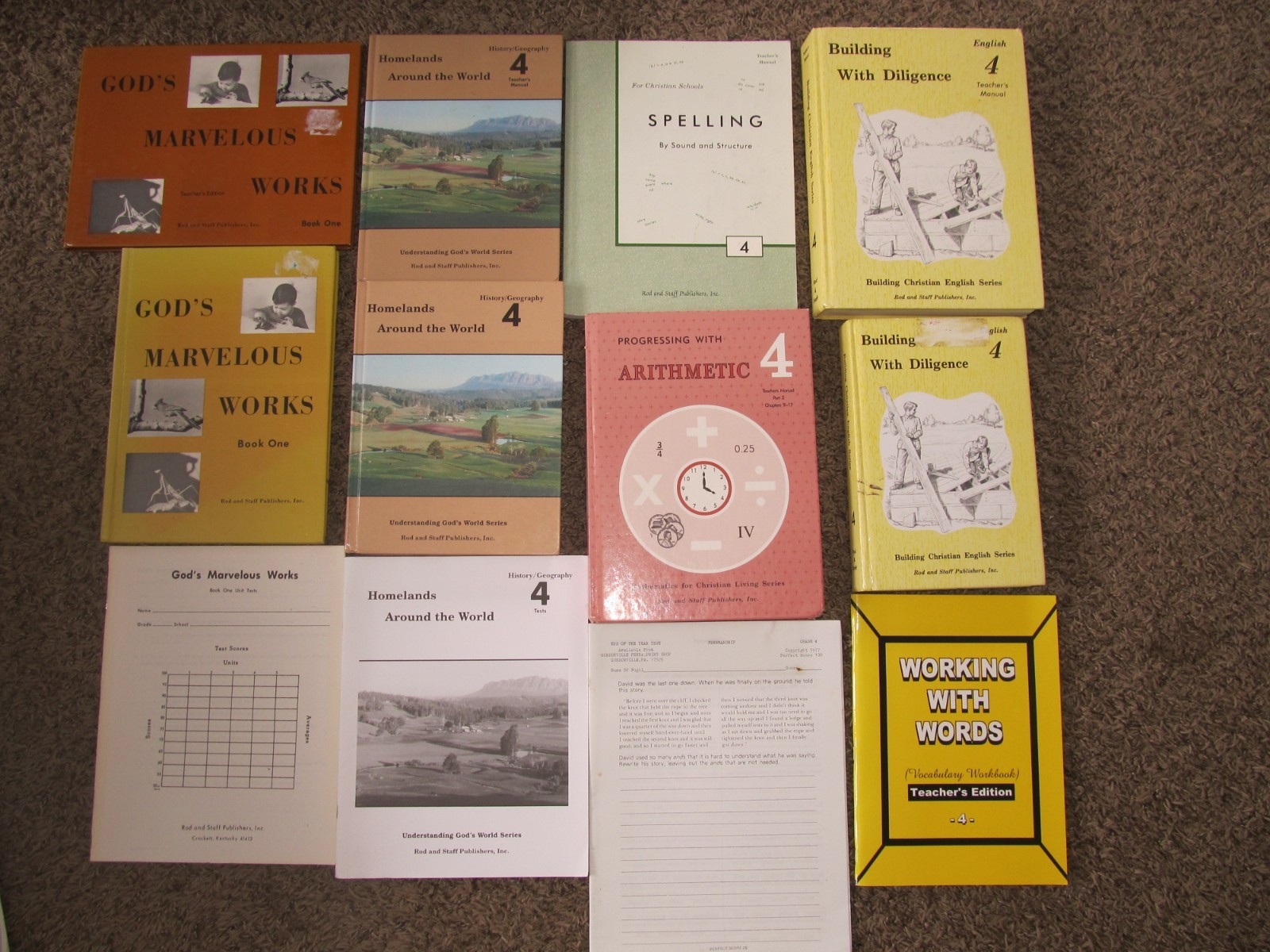 Rod Staff 4th Grade 4 English Math History Science Spelling Teacher Textbook SET