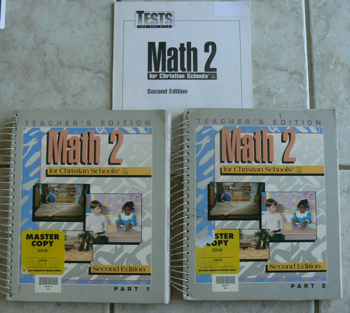 Bob Jones BJP MATH 2 Teacher’s Ed Part 1 & 2, Student Tests, 2nd Ed. 1993