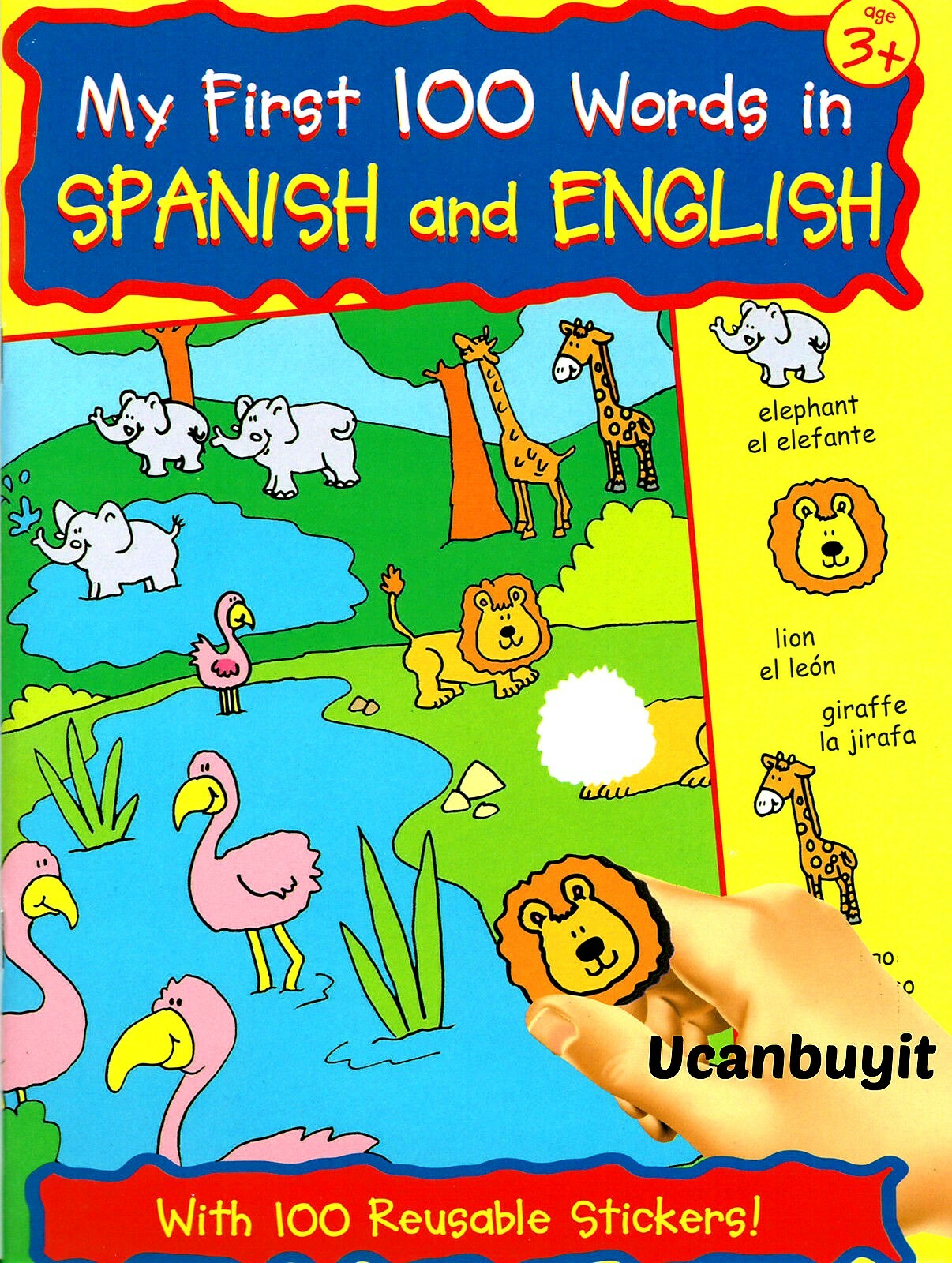 MY FIRST 100 WORDS SPANISH & ENGLISH Bilingual Activity Sticker Workbook Ages 3+