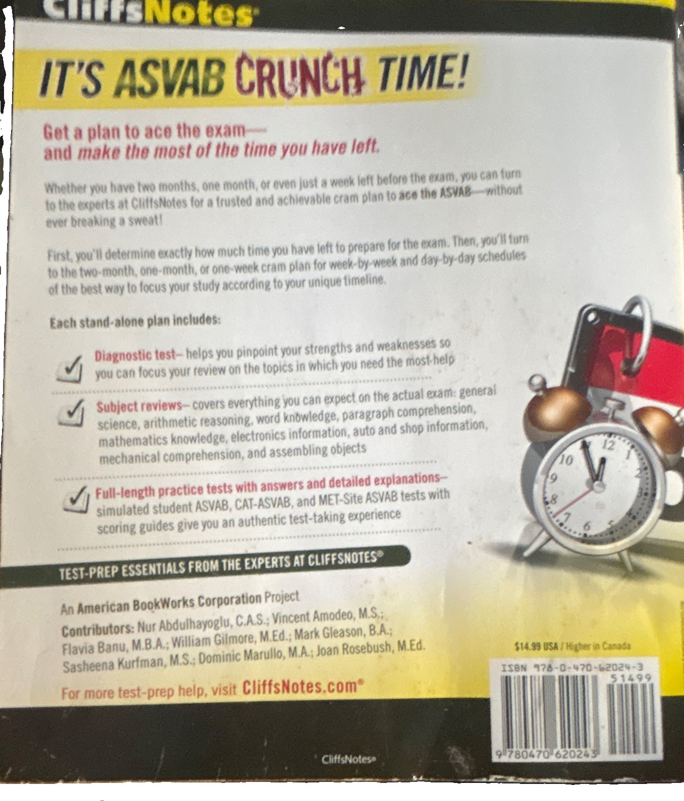 CliffsNotes ASVAB Cram Plan Study Guide Book by Angie Papple Johnston English