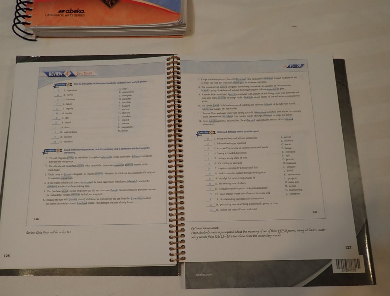 Abeka Grammar & Composition & Voc. Spelling Poetry III Teacher & Quiz/Test Key