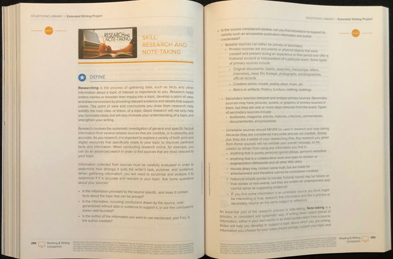10th – STUDY SYNC Teacher Resource Companion & Reading/Writing Student Companion
