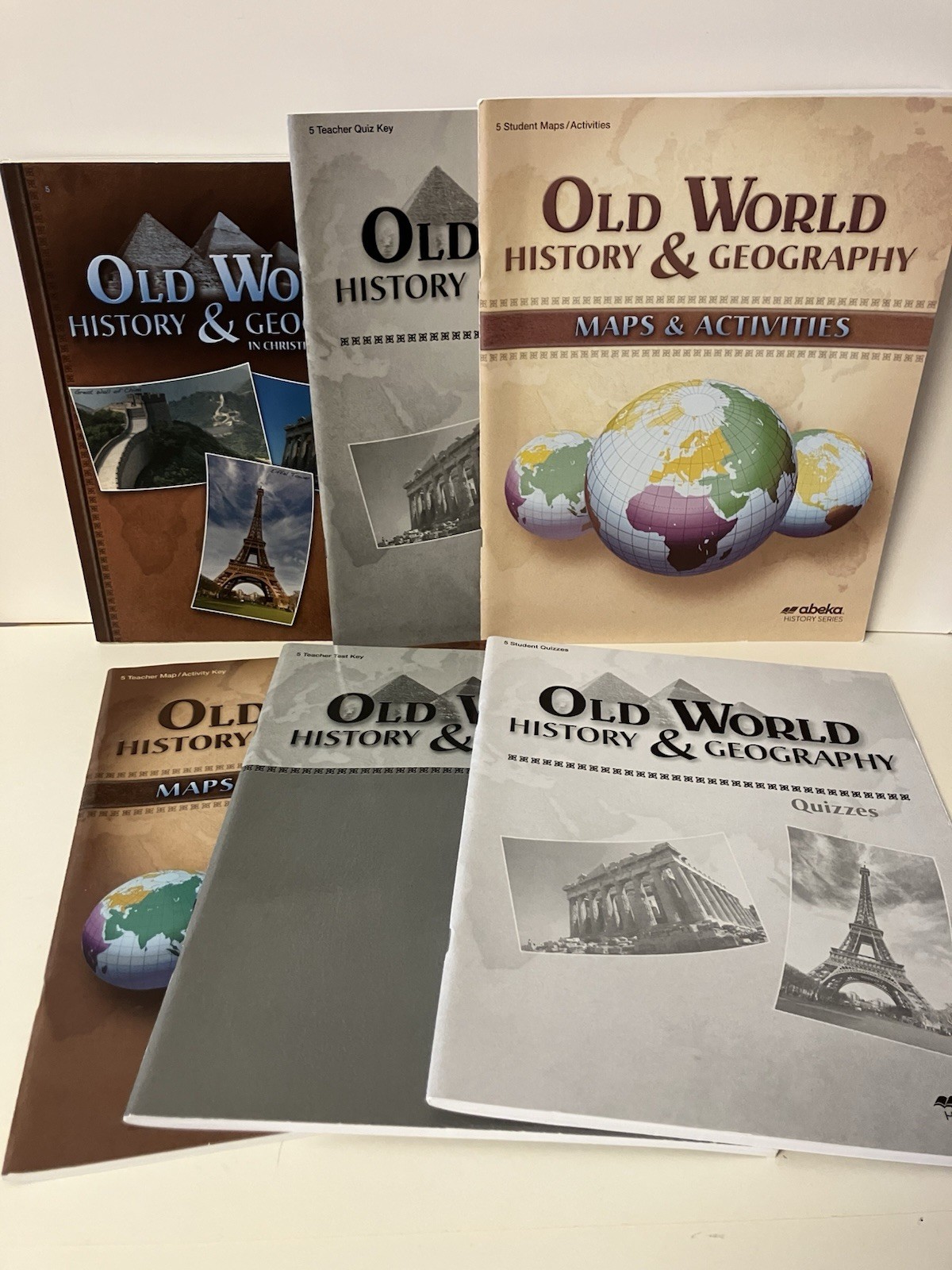 Abeka Old World History & Geography 4th Edition Set of 6 Student Text Keys Etc