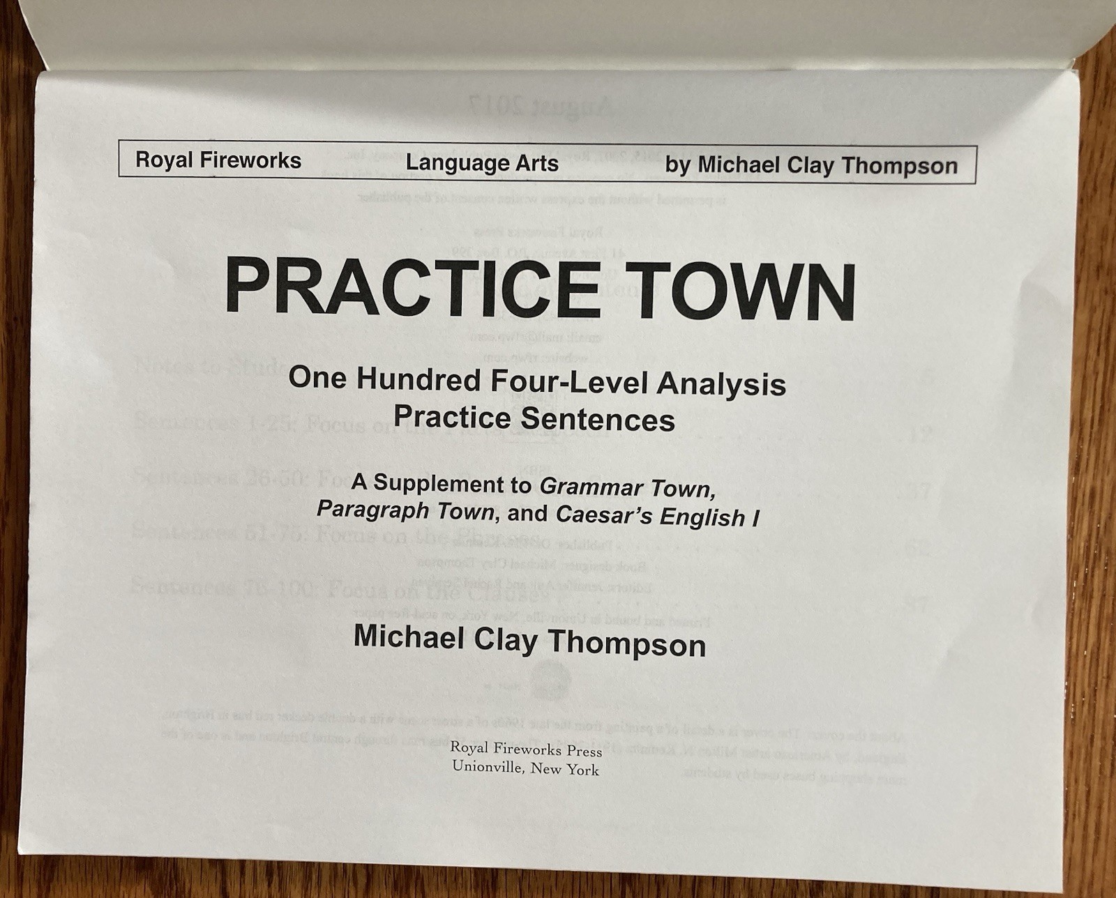 Royal Fireworks Press Practice Town Student Book and Teacher Manual