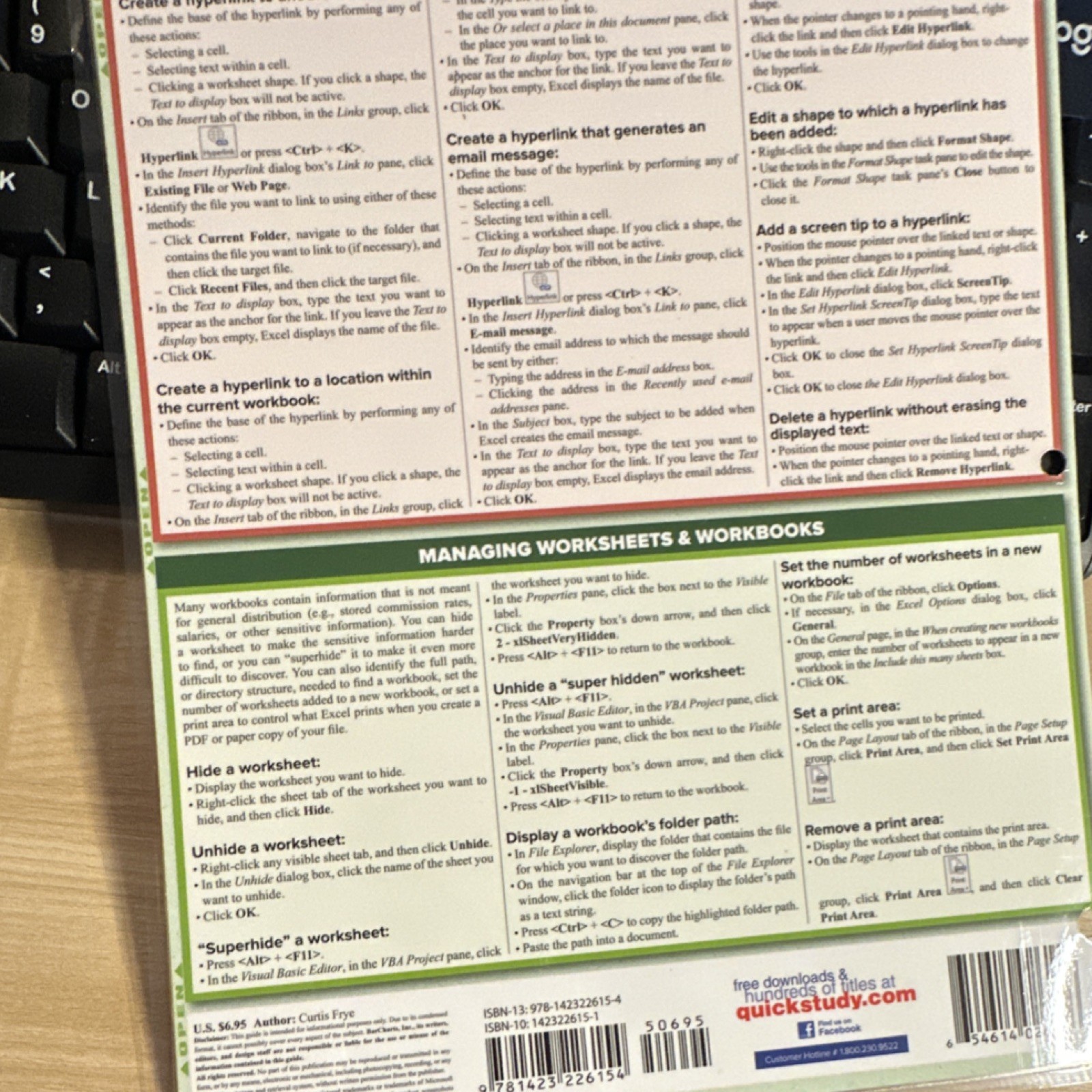 QuickStudy Computer Microsoft Excel 2016 Tips & Tricks Spiral Bound Study Guide
