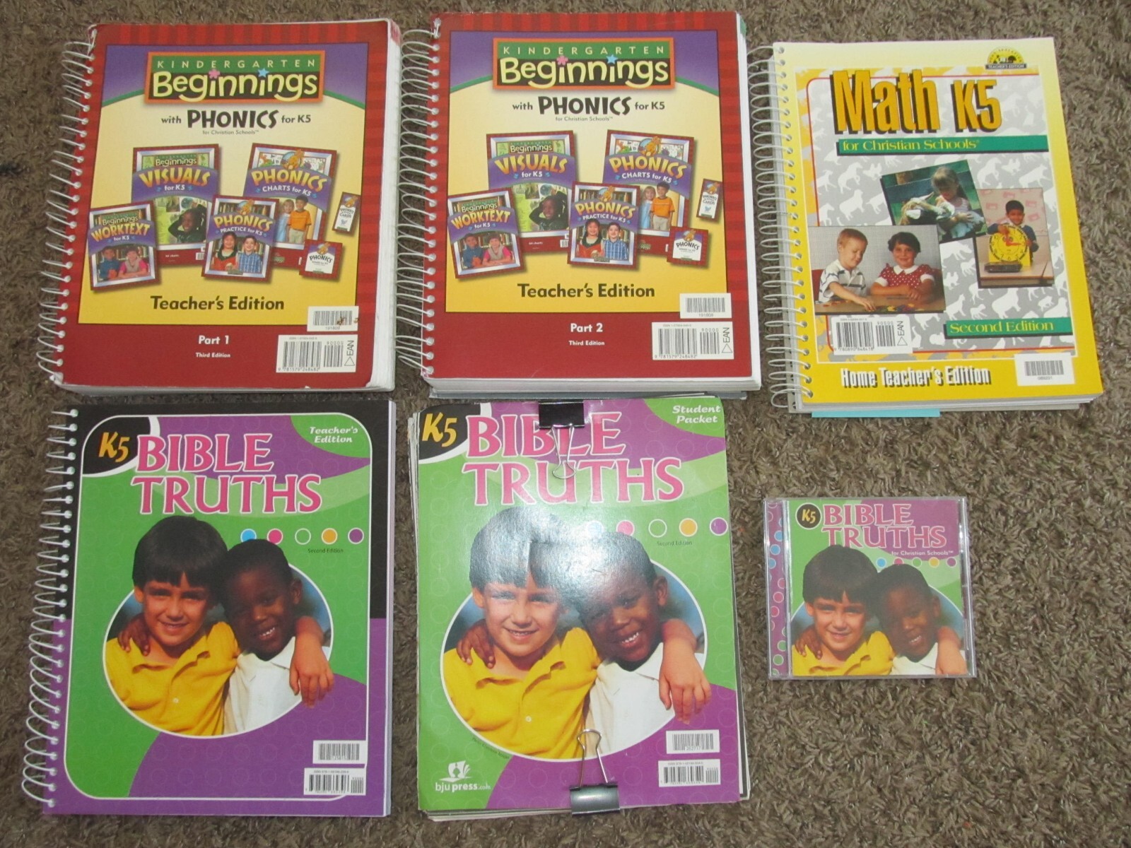 BJU Bob Jones K Kindergarten BIBLE TRUTHS BEGINNINGS MATH SET LOT K5