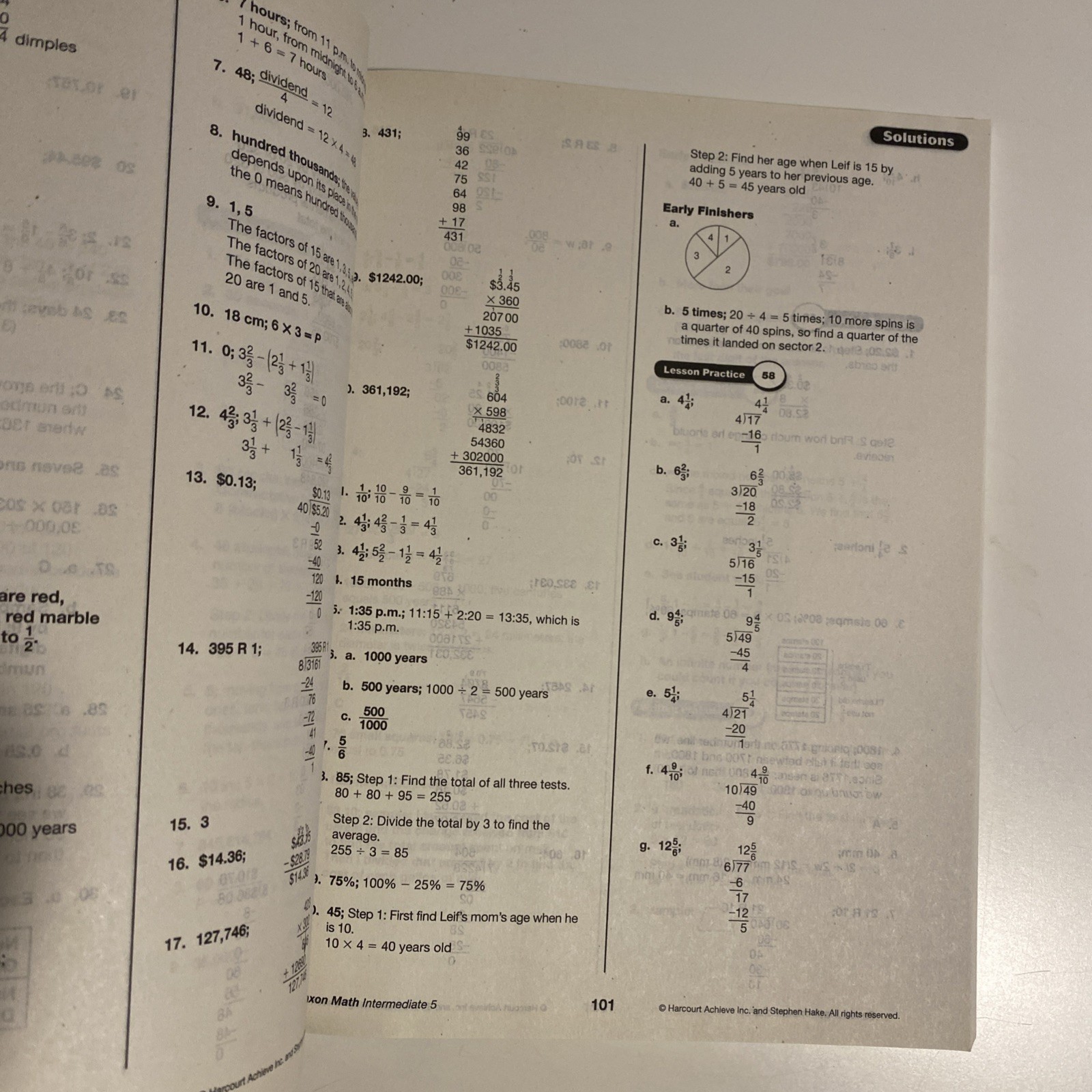 Saxon Math: Intermediate 5, Solutions Manual