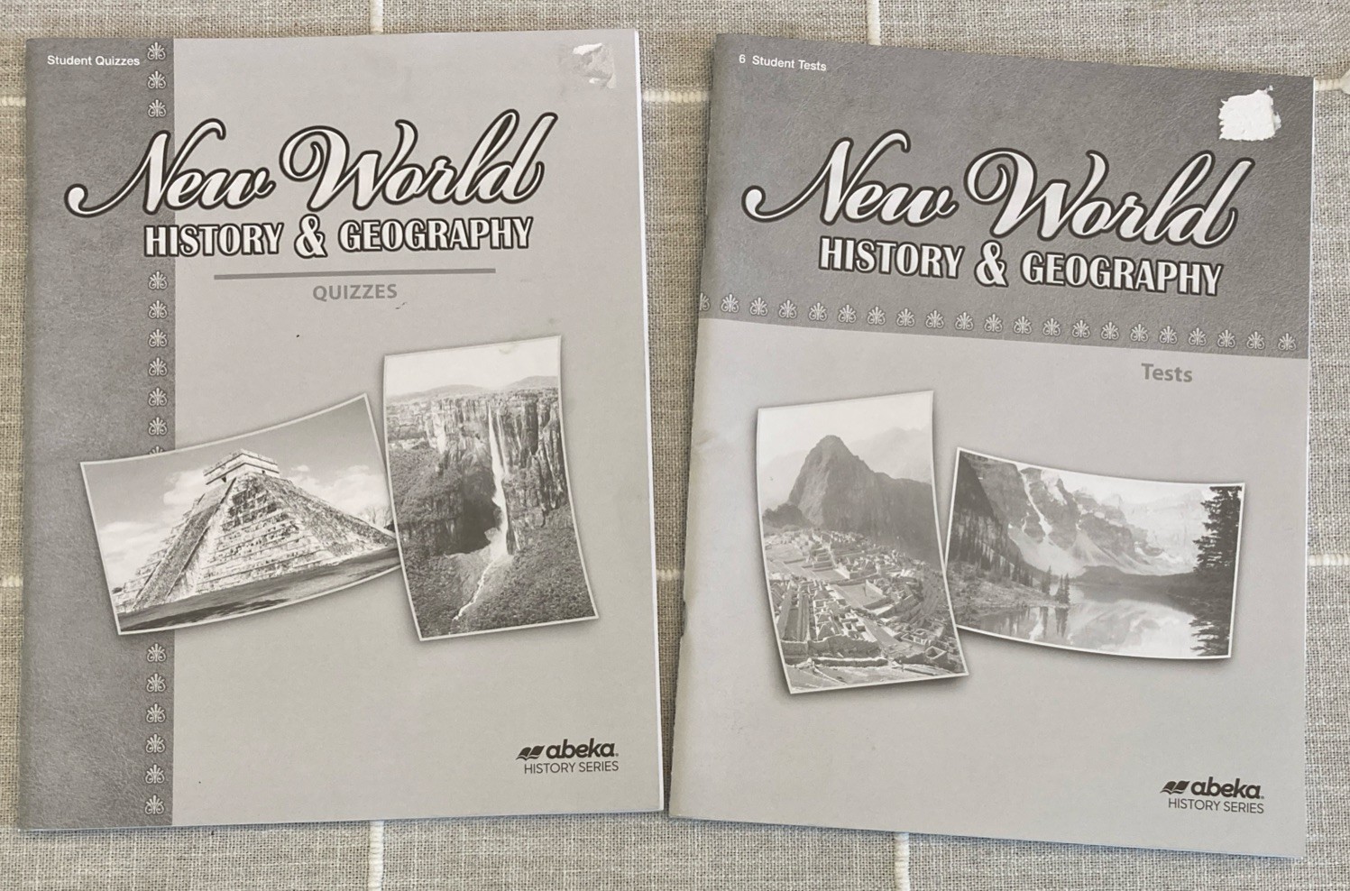 2 books ABeka New World History & Geography STUDENT QUIZ & TEST BOOK 6th Grade 6