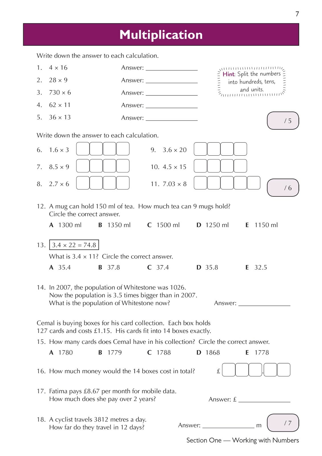11+ Plus Year 6 Maths Practice Book & Assessment Tests For All Test Provider CGP