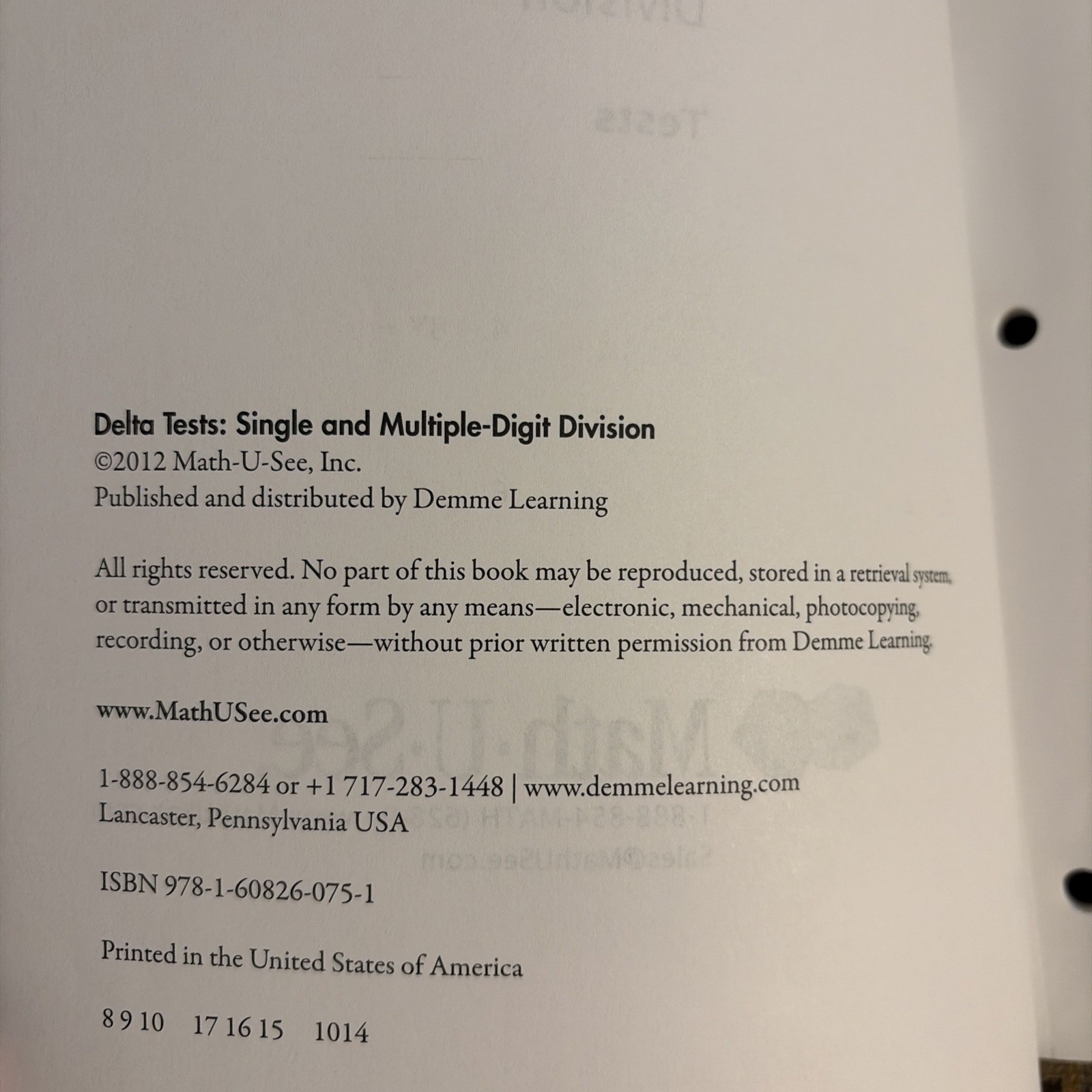 Math-U-See Delta Division- Instructor Manual, Tests & DVD