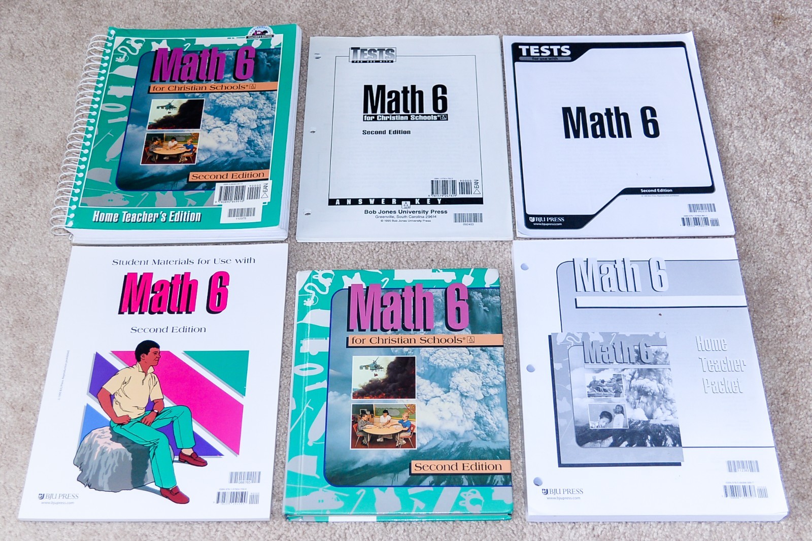 BJU Bob Jones 6th grade MATH 6 Student Worktext Teacher Edition COMPLETE SET