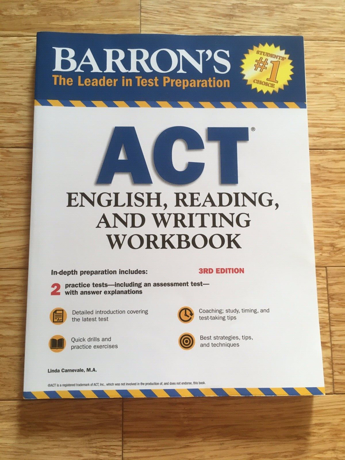 Used Barron’s ACT English, Reading, And Writing Workbook Linda Carnevale