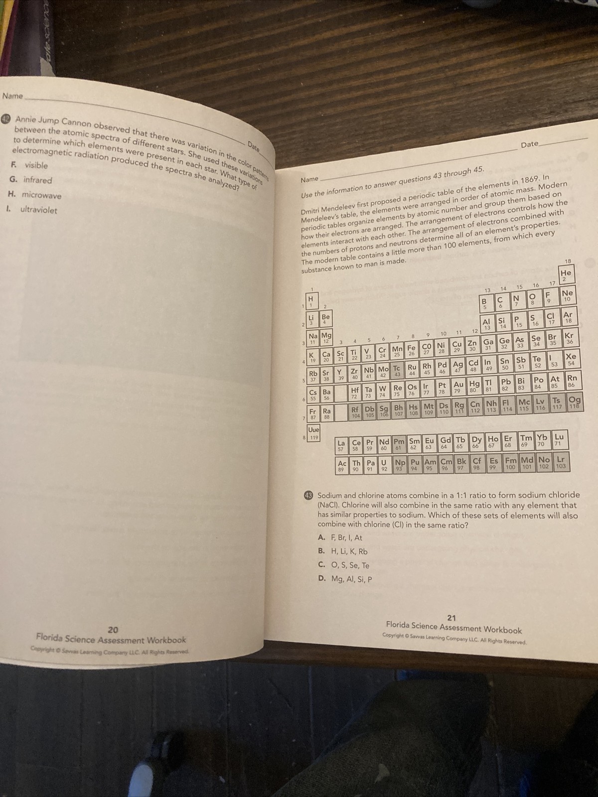 Elevate Science Grade 8 Florida Course 3 Student Assessment Workbook