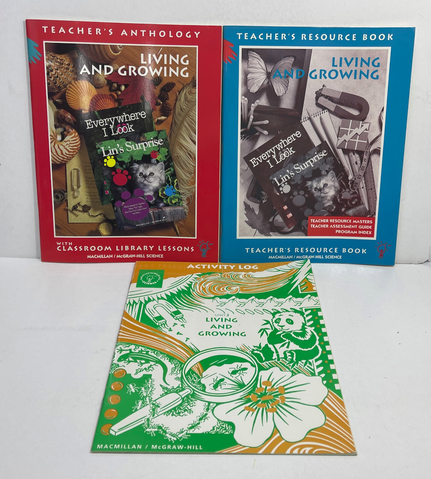 Lot of 3: Living & Growing – Teacher’s Anthology, Resource Book, & Activity Log