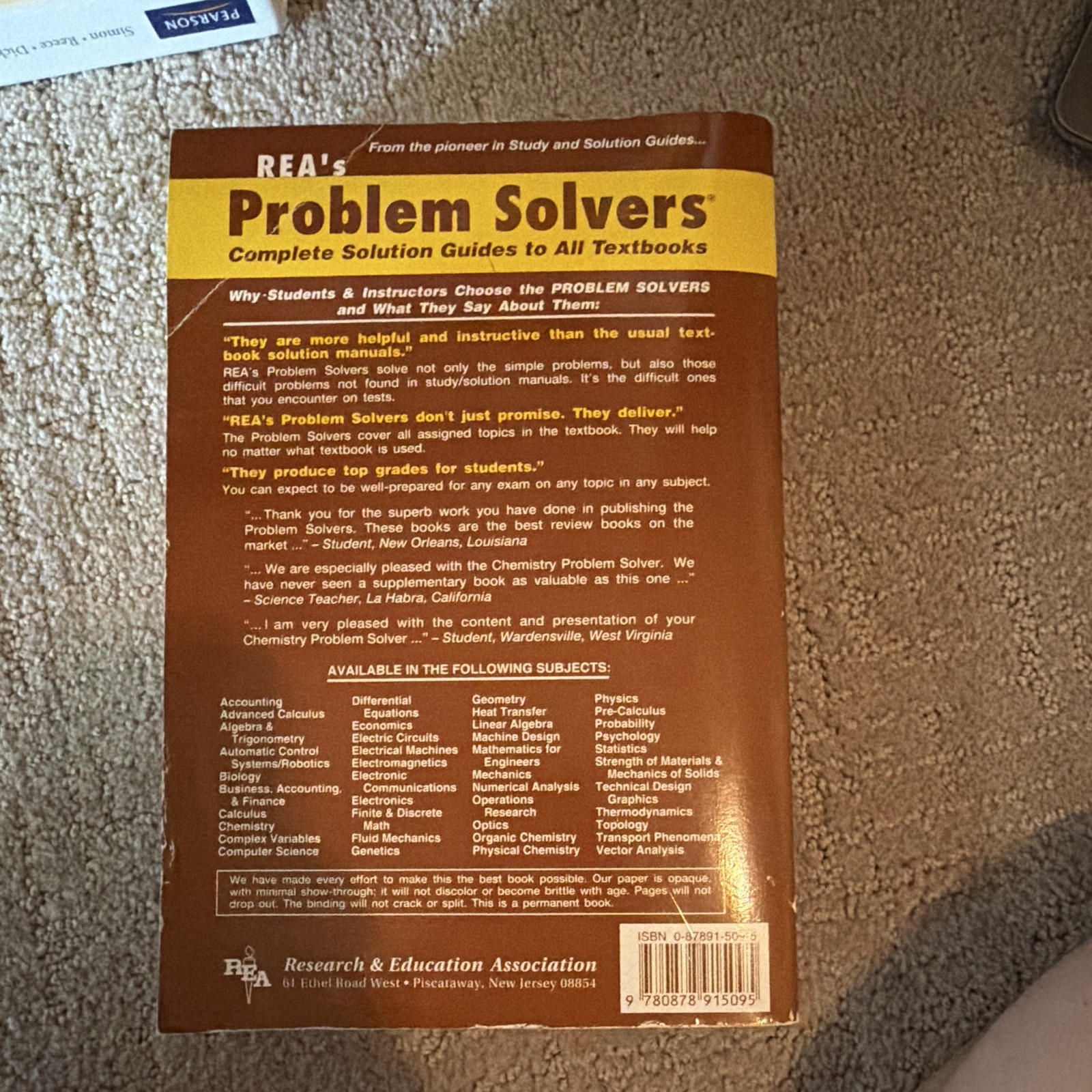 REA’s Problem Solvers Chemistry Study Guide by M. Fogiel (1996) Book