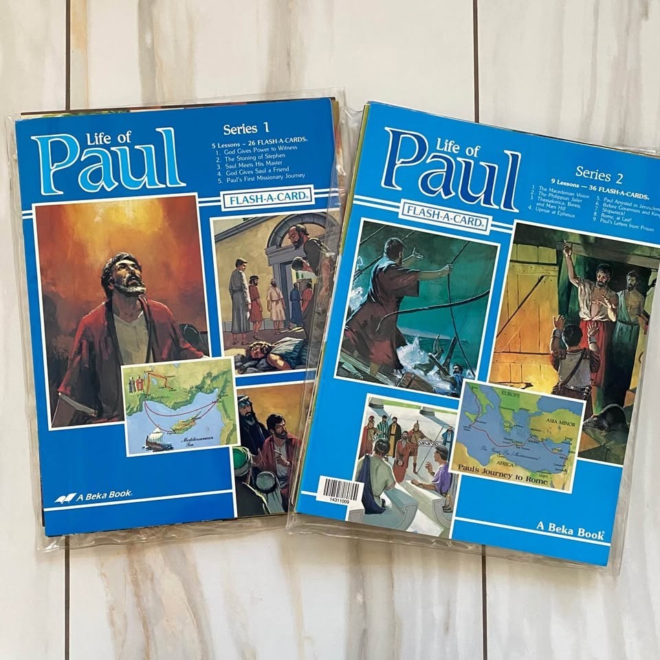 Abeka Bible Curriculum Flash-A-Card LIFE OF PAUL Series 1 & 2 – LOT of 2
