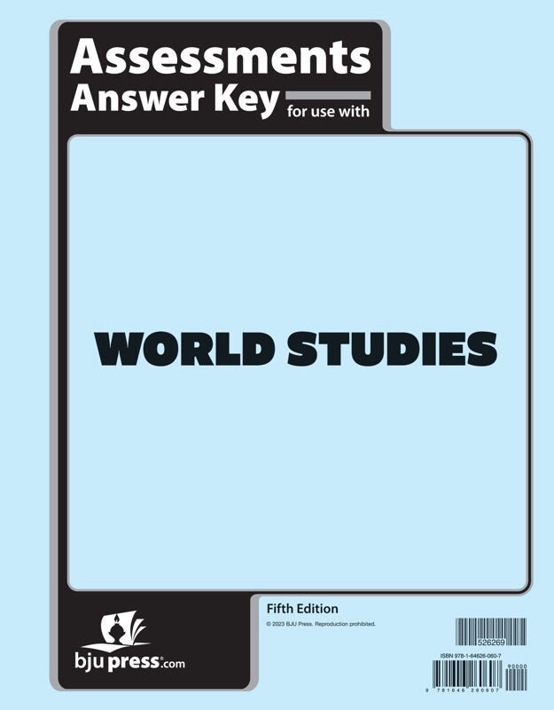 BJU Press – World Studies (Grade 7) Assessments Answer Ke *5th edition* 526269