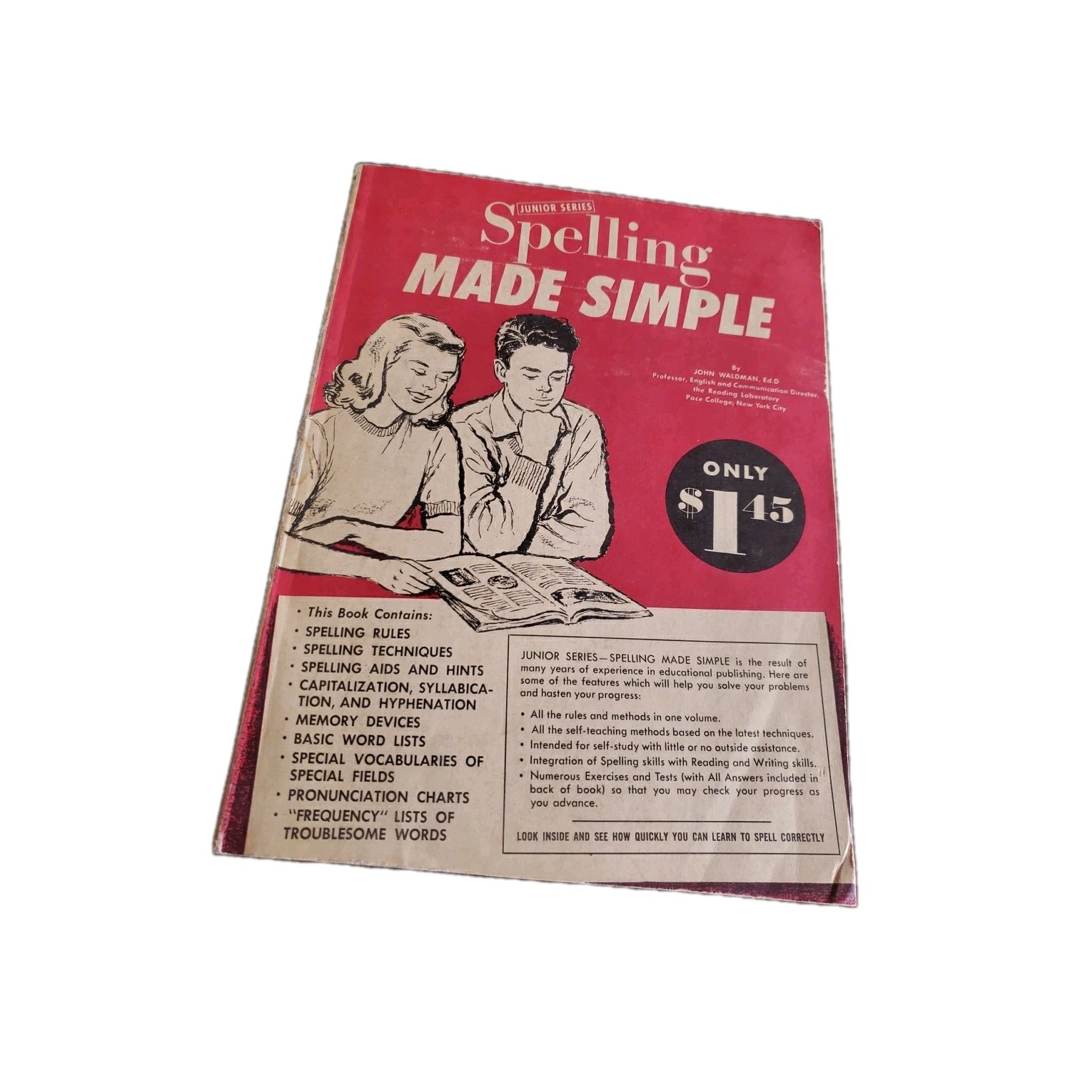 Vintage Textbook Spelling Made Simple 1961 Junior Series By John Waldman, Ed.D