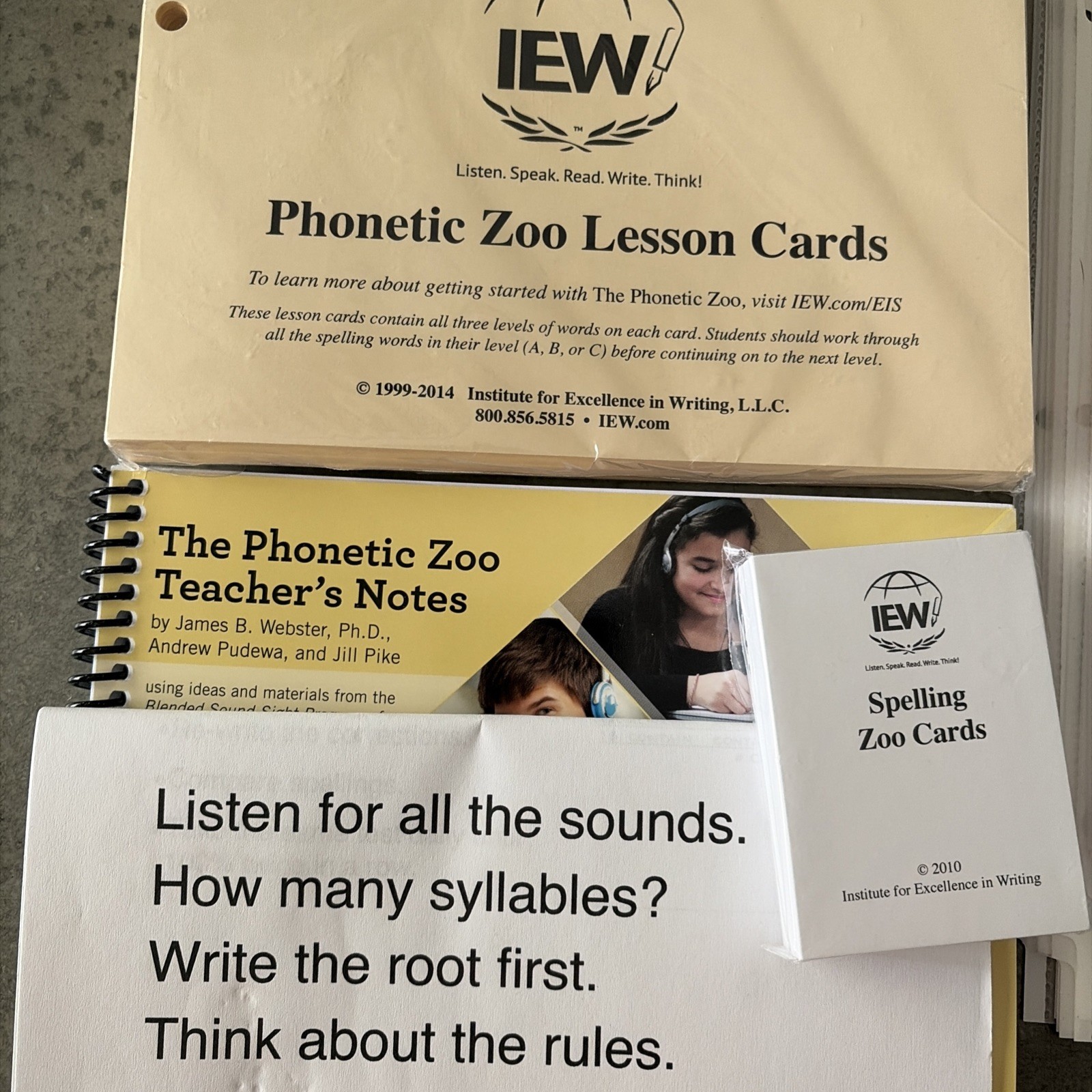 IEW The Phonetic Zoo Level A B C Teacher’s Notes, Lesson Cards & Spelling Cards
