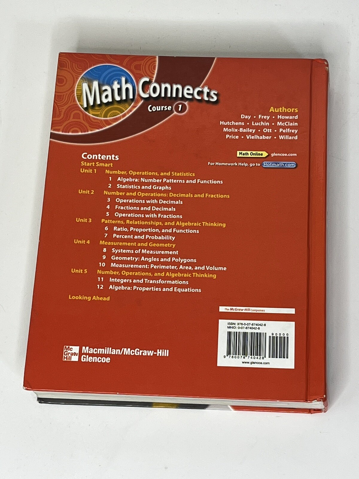 Math Connects: Concepts, Skills, and Problem Solving By Mcgraw-Hill Textbook