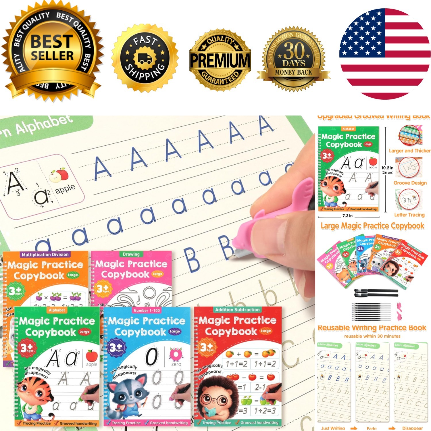 Interactive Handwriting Practice Copybook Set for Kids – Develops Writing Skills