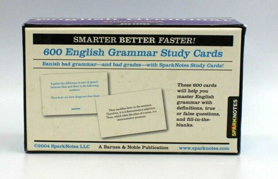 SparkNotes Study Cards English Grammar 600 Cards