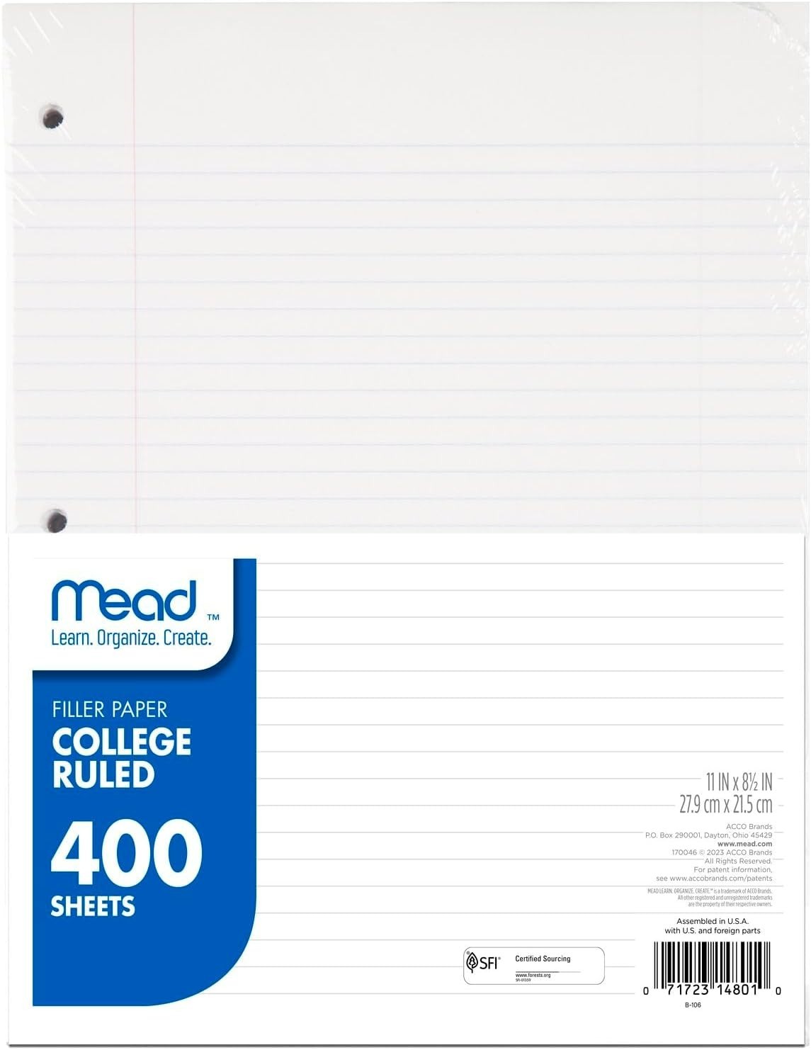 Loose Leaf Notebook Paper – 400 Sheets, College Ruled for Optimal Note Taking