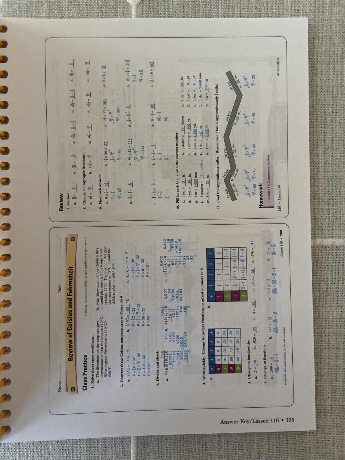 Abeka ARITHMETIC 5 ANSWER KEY to student work-text 5th grade math teacher 4th ed