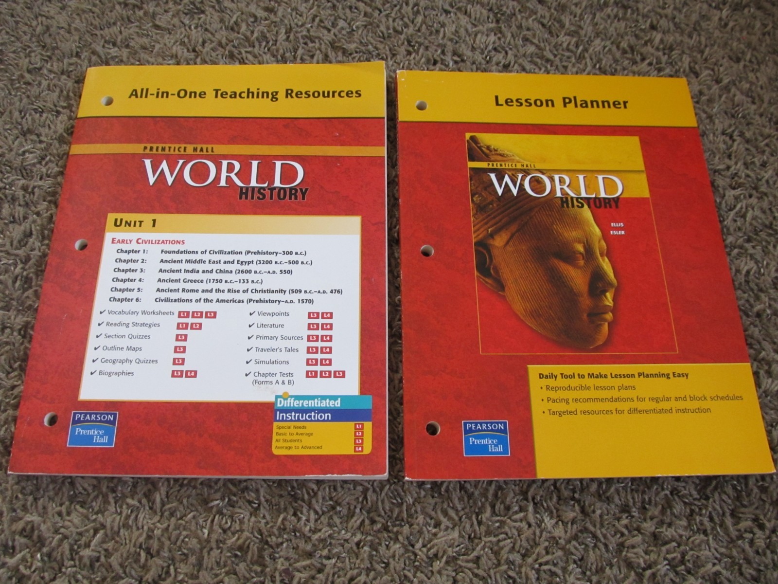 Prentice Hall WORLD HISTORY Lesson Planner & All In One Resources Unit 1 Pearson