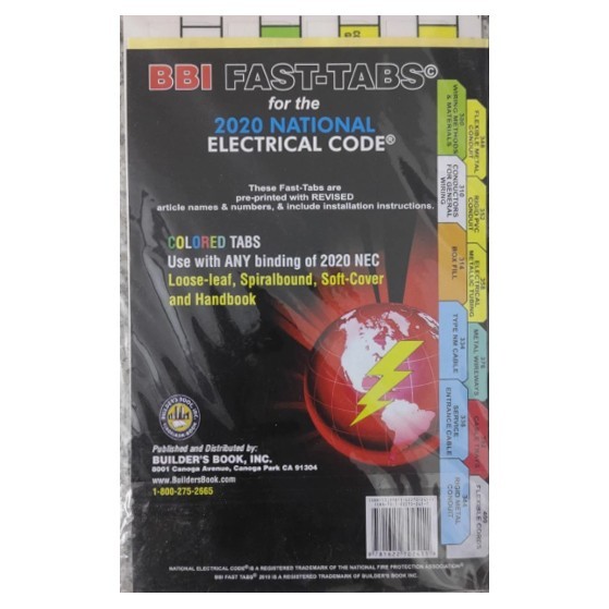 National Electrical Code NEC Color 2020 Fast-Tabs for Softcover Spiral Handbook