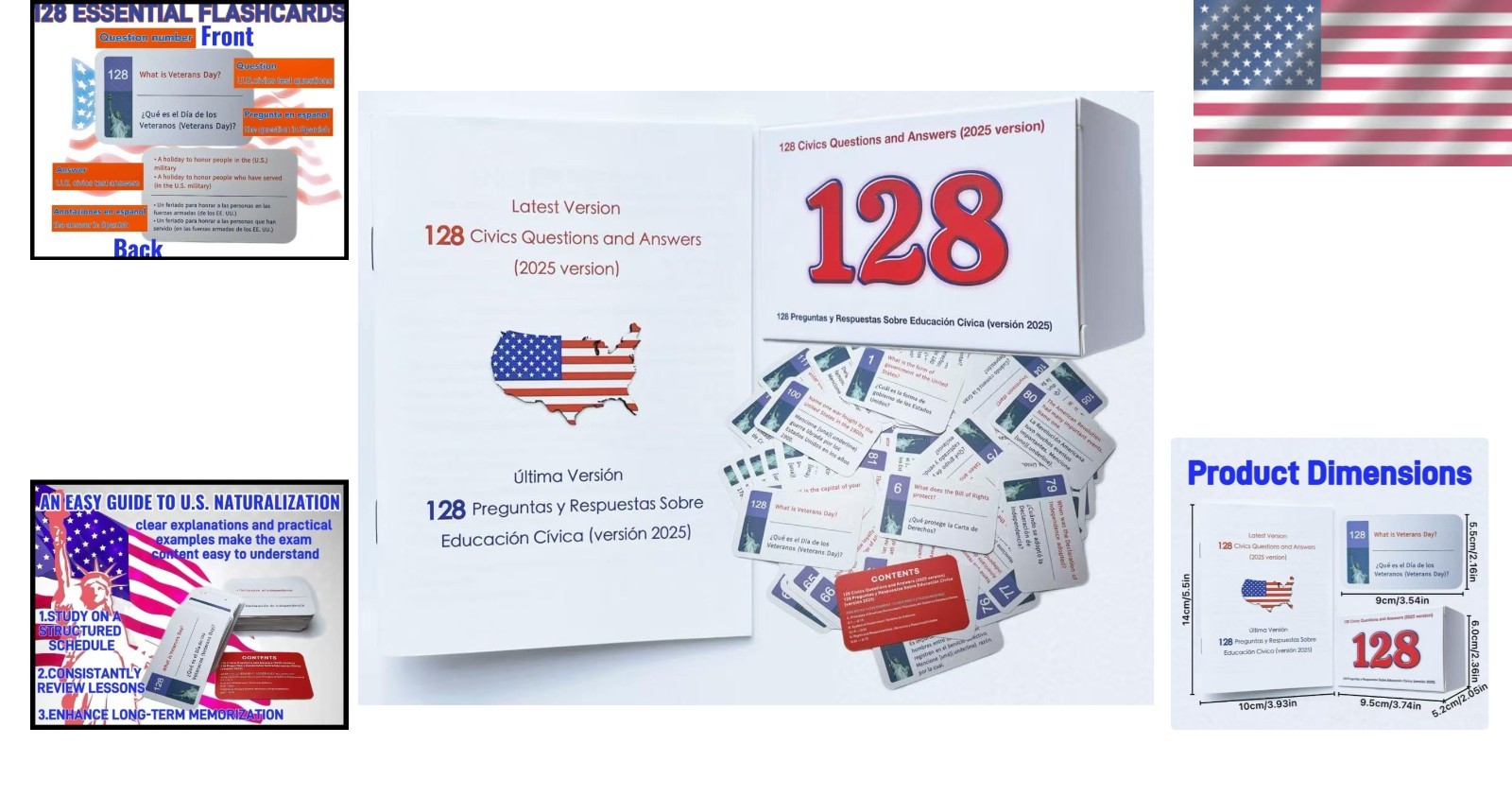 2026 Naturalization Study Guide – Bilingual Citizenship Flash Cards (128 Pieces)