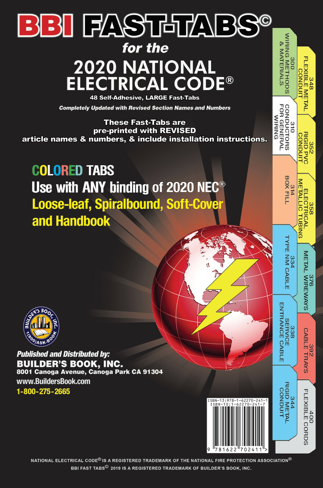 National Electrical Code NEC Colored 2020 Fast-Tabs For Softcover, Spiral, Loose