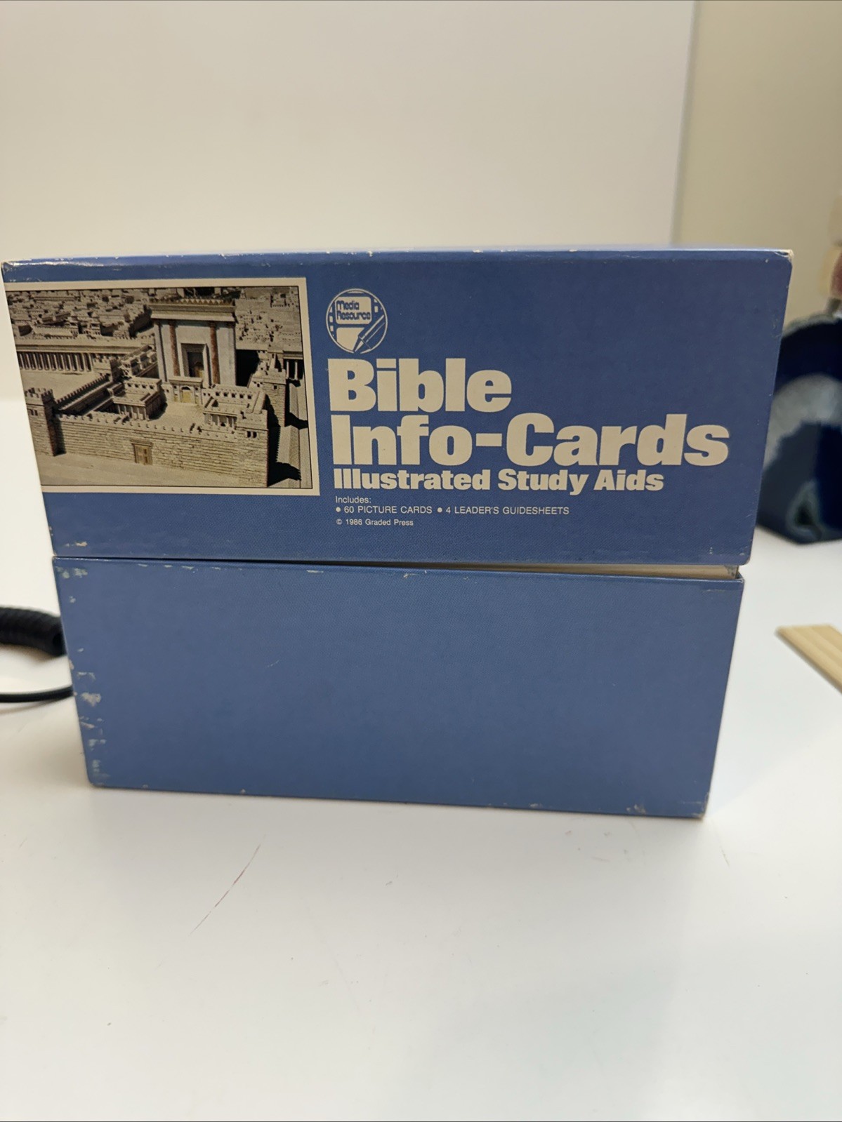 Bible Info- Cards illustrated study aid 1986 60 picture cards 4 leaders guide Sh