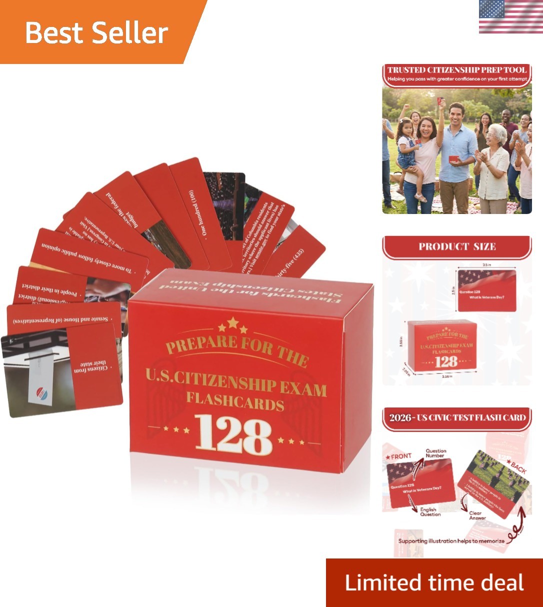 US Citizenship Flash Cards 2026, 128 Official USCIS Civics Questions and Answers