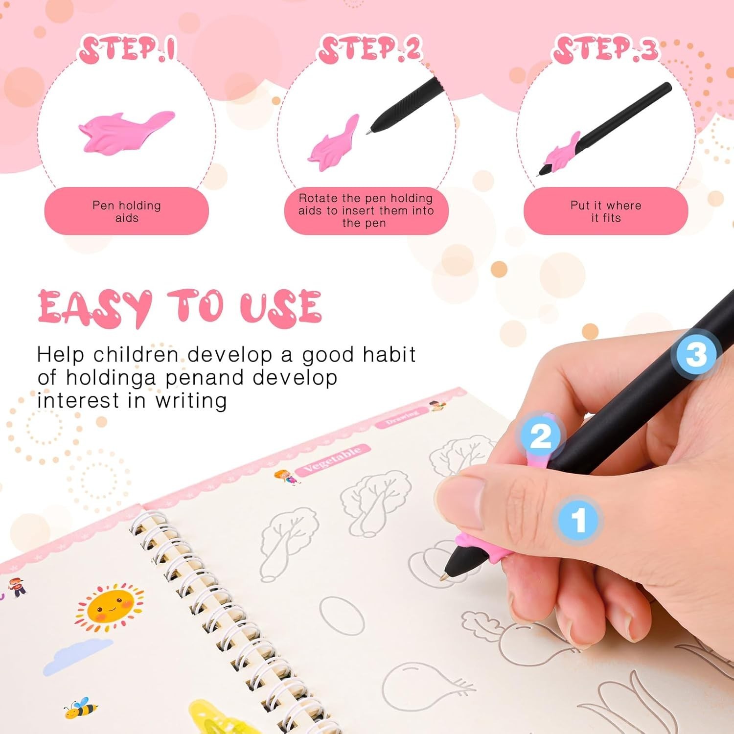 4-Pc Magic Grooved Writing Practice Set for Kids Ages 3-8 – Fun & Educational