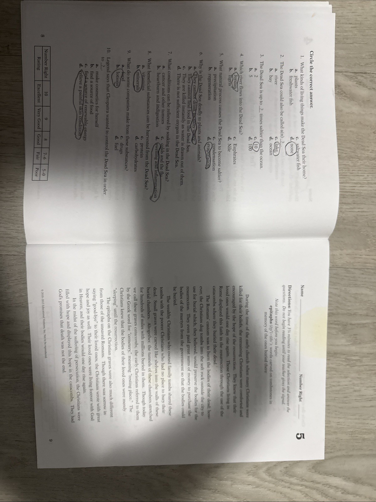 Reading Comprehension Skill Sheets 6 Abeka