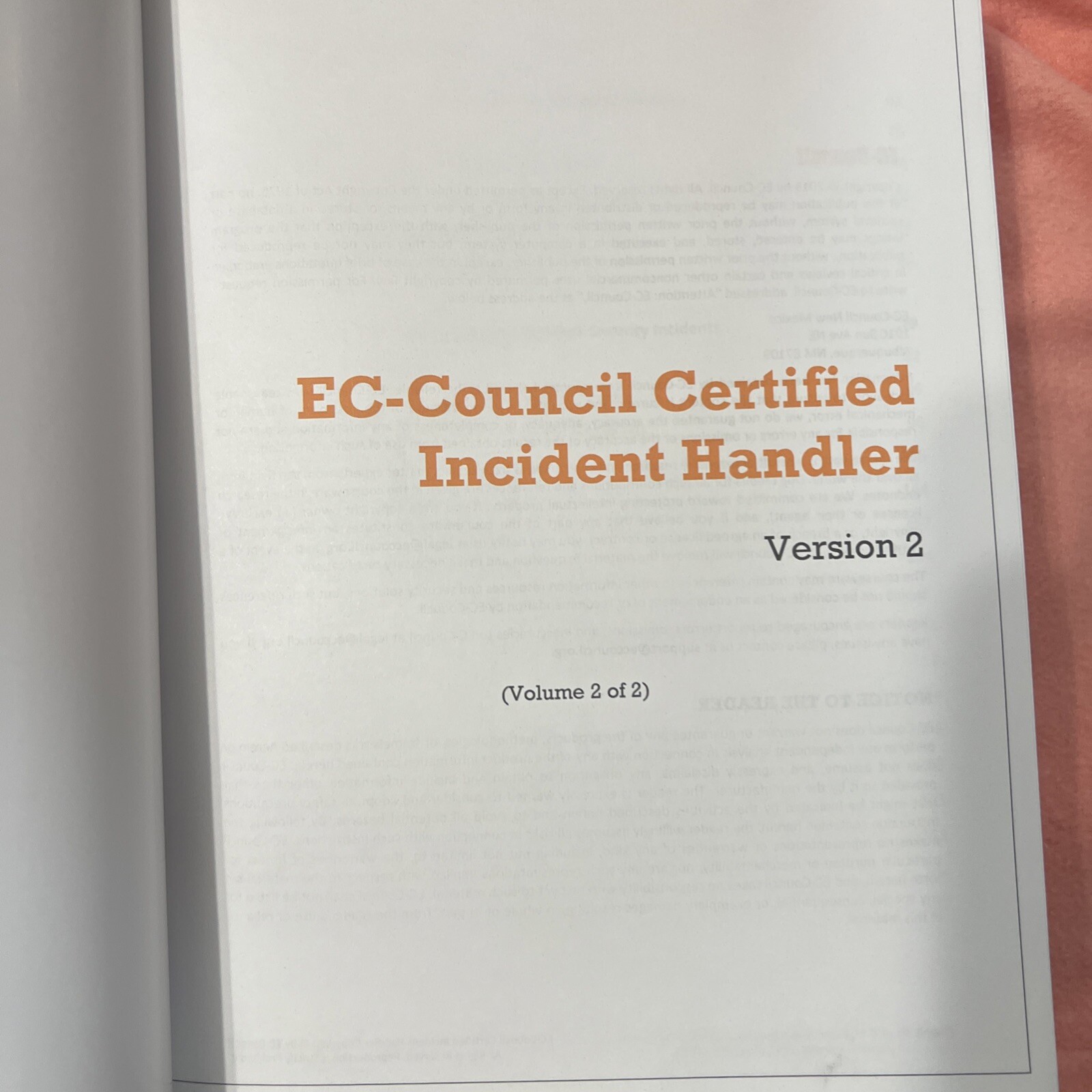 EC-Council Certified Incident Handler V2, Courseware -Volume 1-2 -Lab Manual